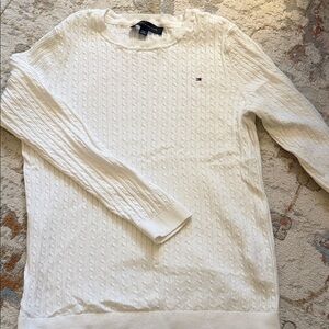 Tommy Hilfiger Cream Cable Knit Crewneck Sweater